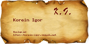 Korein Igor névjegykártya